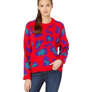 Blank NYC red leopard print crewneck sweater